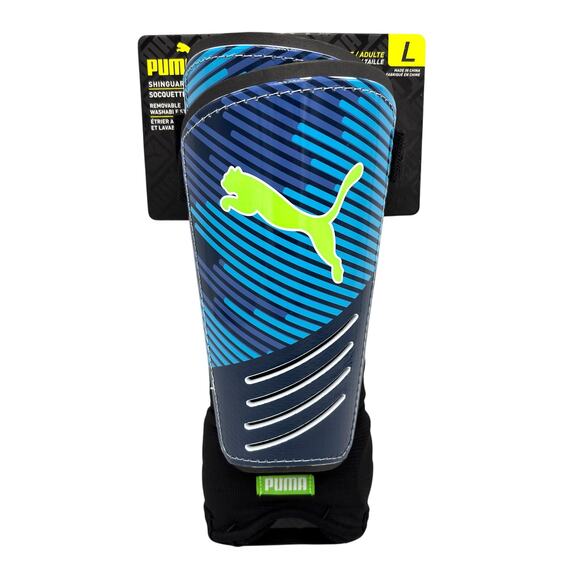 Puma Strike Soccer Shin Guards Adult L Large Blue Washable Stirrup Ankle Socks - Picture 1 of 6